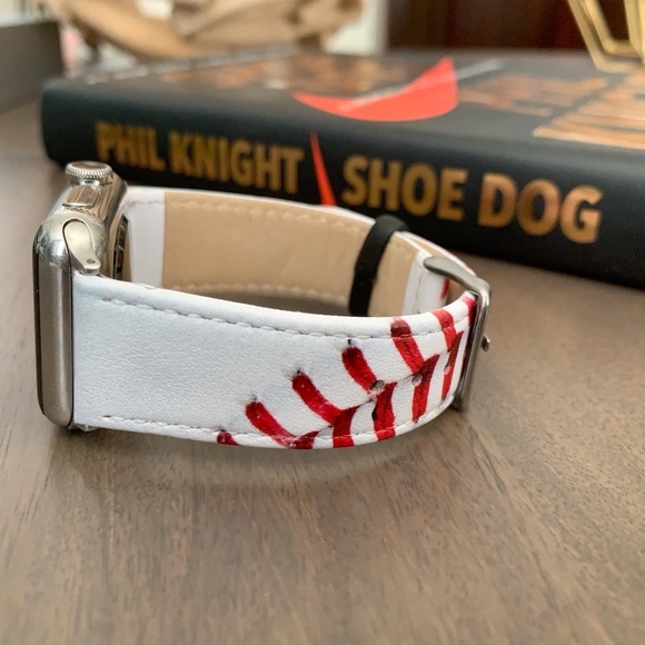 Genuine Leather Baseball Pattern Apple Watch Band - Picture 2 of 4